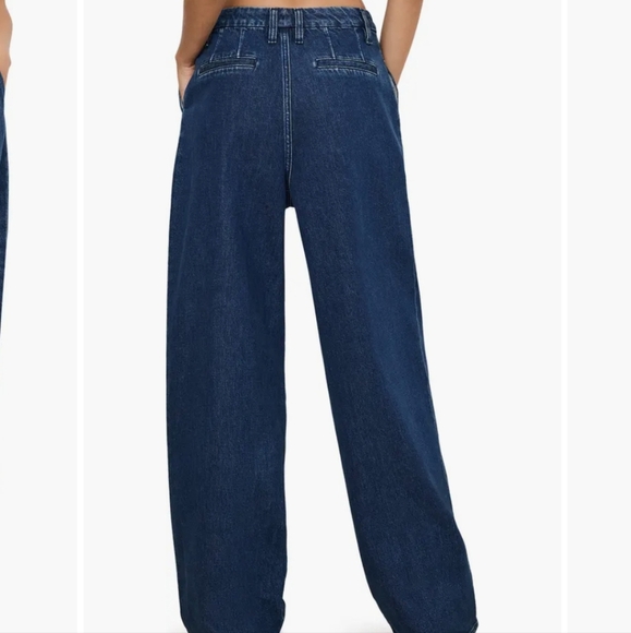 Good American Good 90s Pleated Trousers Indigo Blue Wide Leg  Women's Jeans 10 - Picture 3 of 13